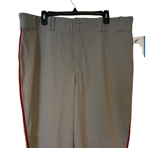 Champro Triple Crown Baseball Long Pants Mens XL  40" Waist Gray Red Strip Open - Picture 2 of 16